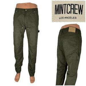 Mintcrew Carpenter Mens 36 x 32 Pants Ankle Zip Street Hip Hop Double Knee Green